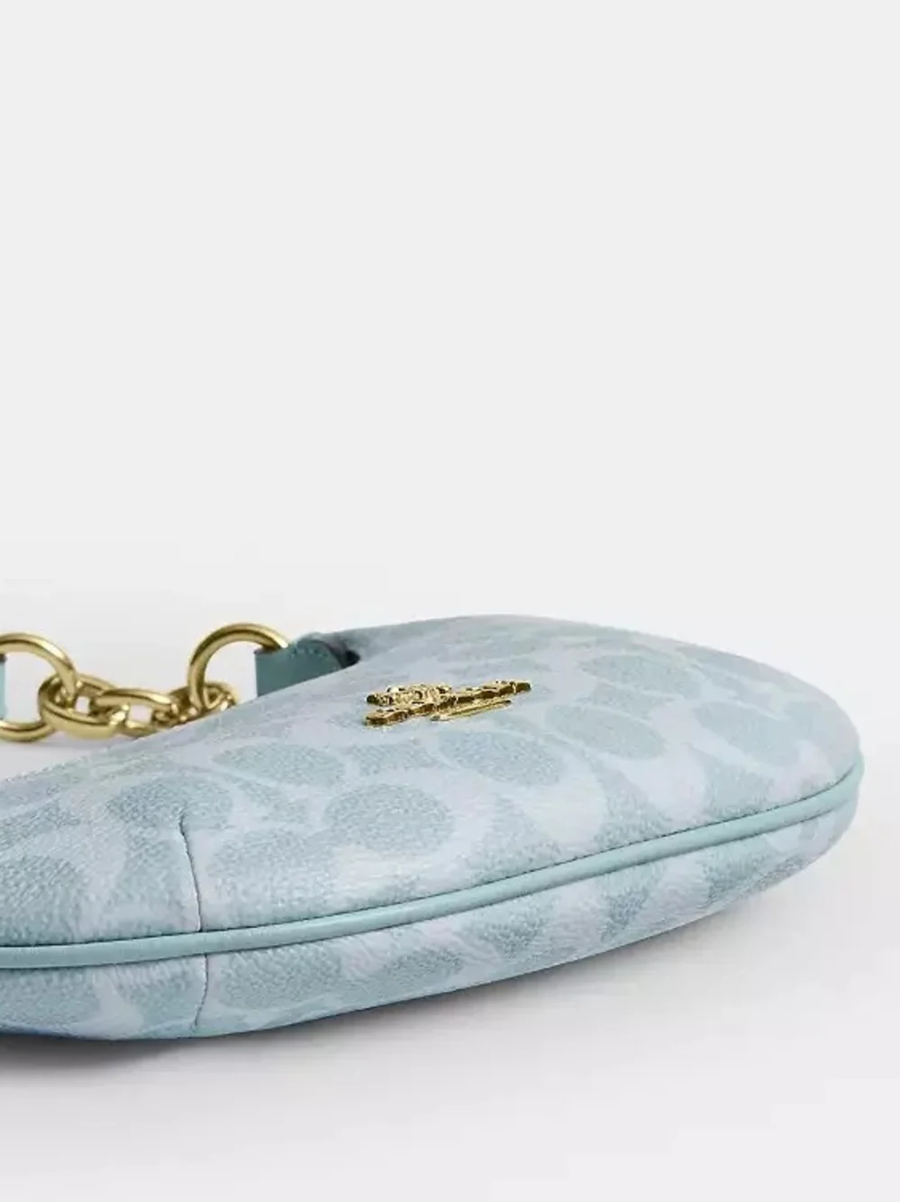 NWT!!! Coach Light Blue Mini Payton Bag In Signature Canvas Crescent-Shaped SB